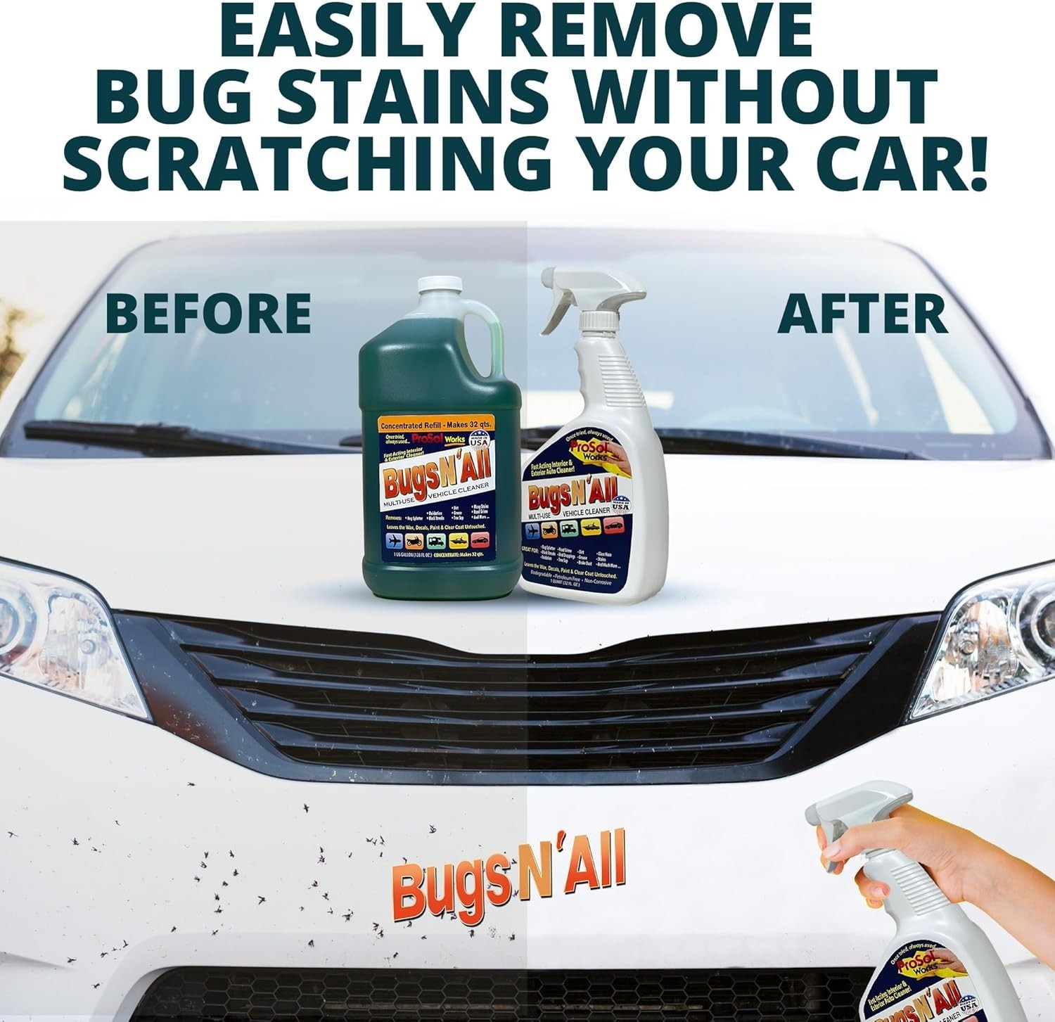 1 Gallon Bug and Tar Remover Biodegradable Car Cleaner with Free Spray Bottle