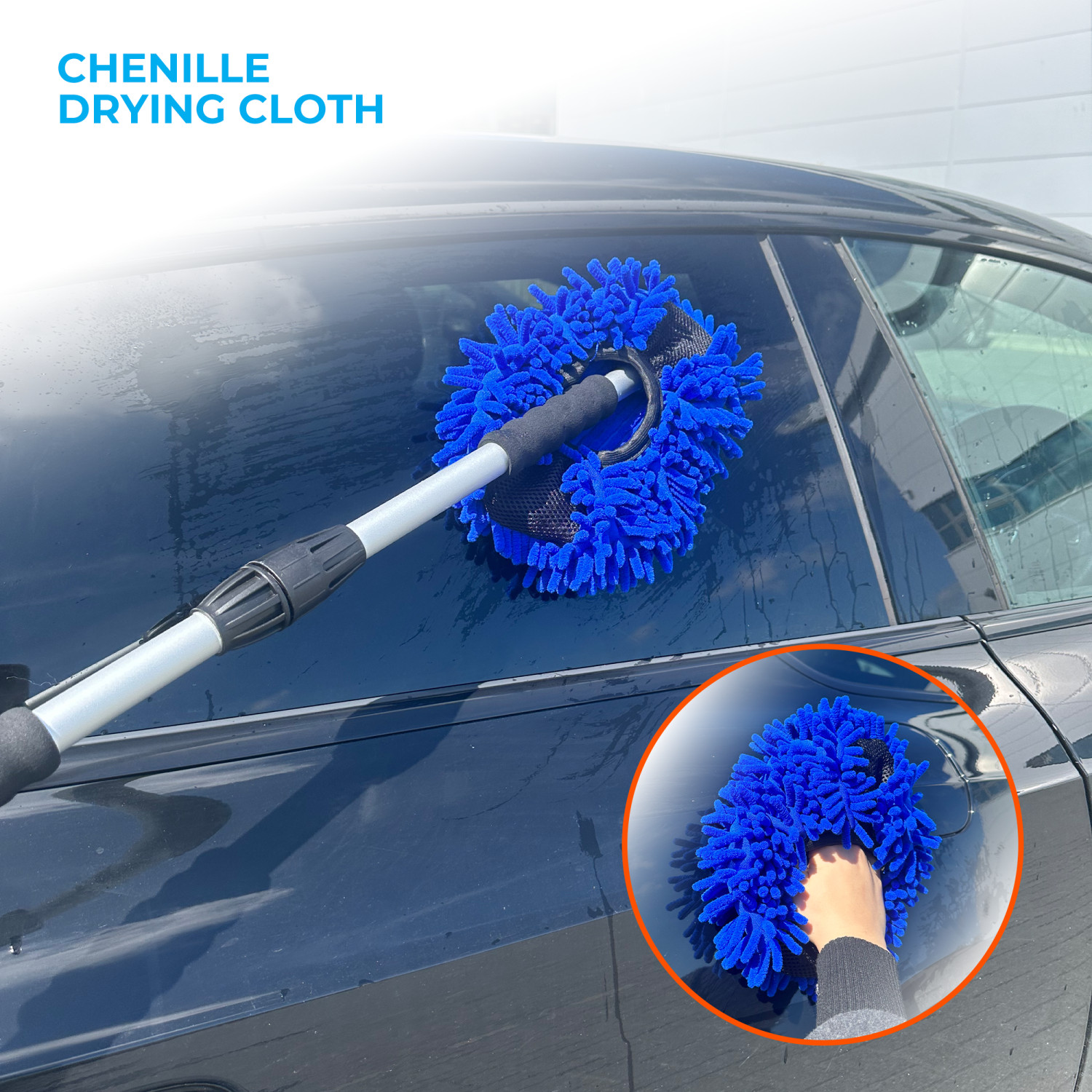 Window Cleaning Washbrush Set Telescopic 3in1 Adjustable Caravans Garden Cars