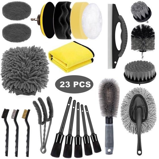 23Pcs Car Cleaning Wash Kit Interior Detailing Cleaner Kit with Brush Set
