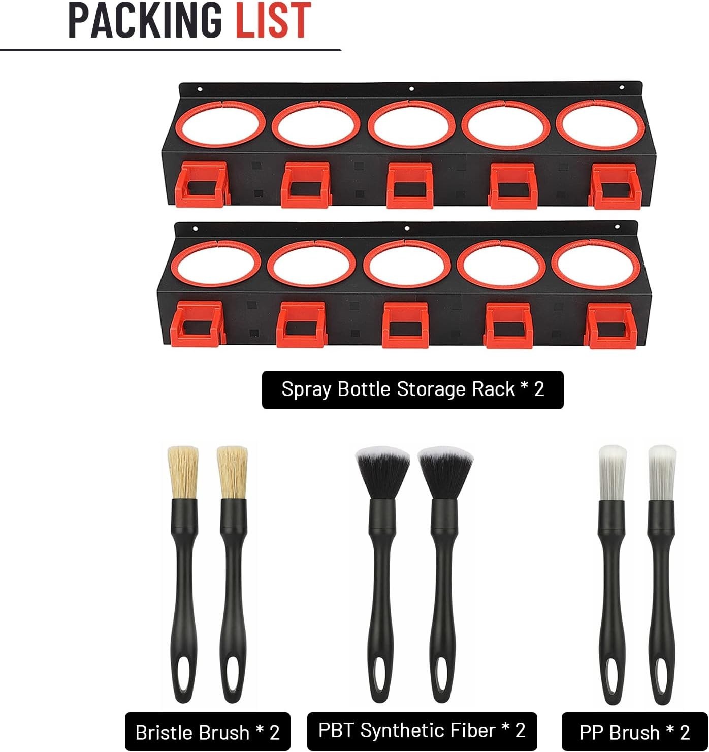 Black and Red Alloy Steel Spray Bottle Rack – Space-Saving Garage Organizer