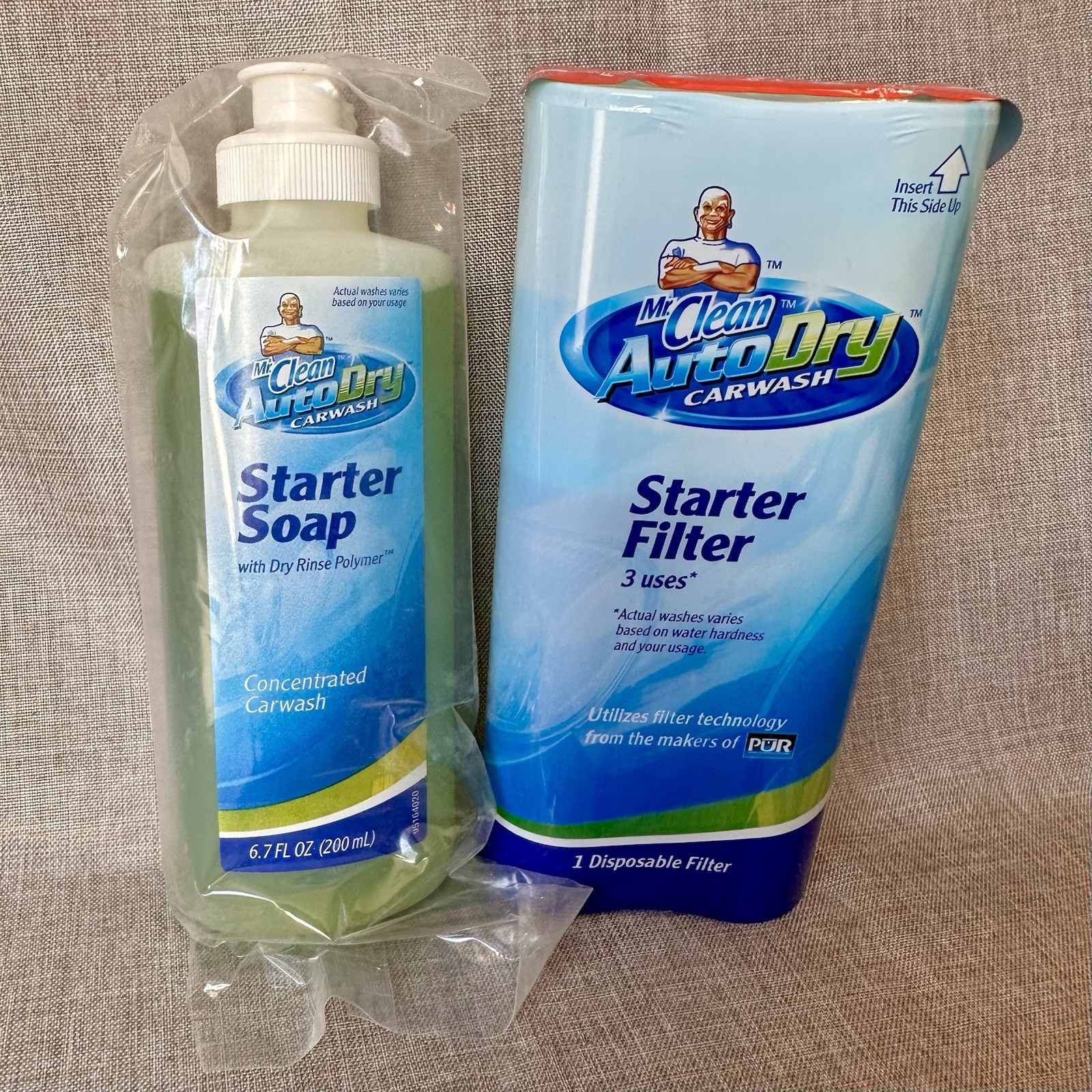 Mr Clean Auto Dry Car Wash Starter Soap 6.7 fl oz & Filter Refill With 3 Uses