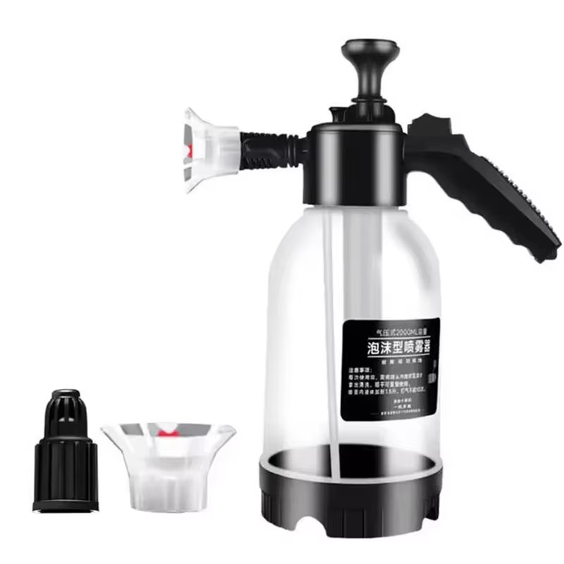 2L Hand Pump Foam Sprayer Snow Foam Cannon Car Wash Bottle w/ 3 Nozzles
