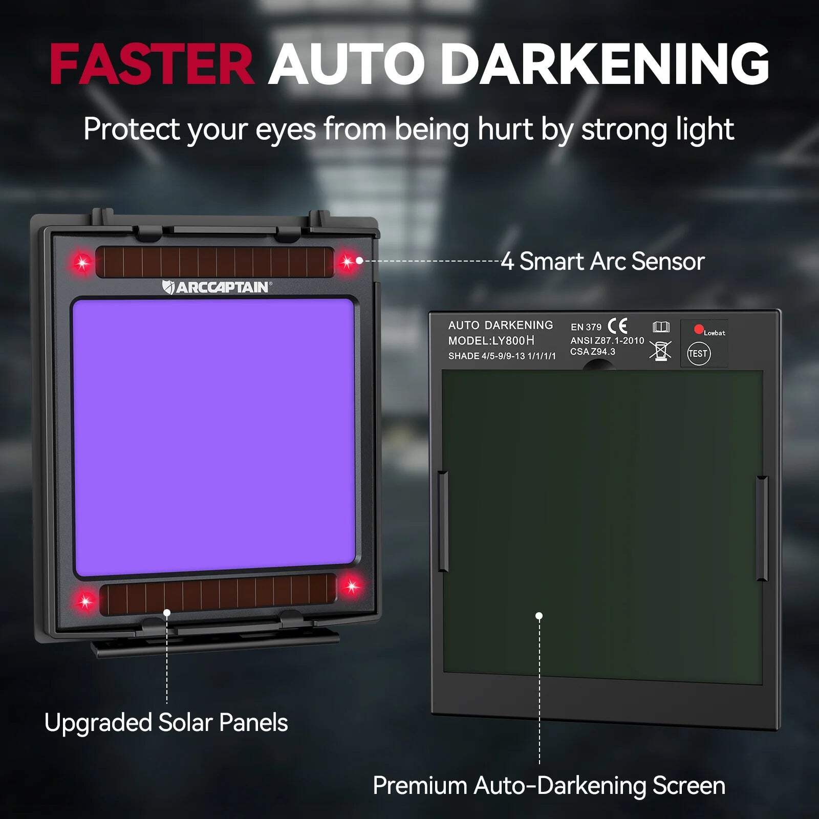 Welding Helmet ARCCAPTAIN Auto Darkening Welders With Light For MIG MAG SUV