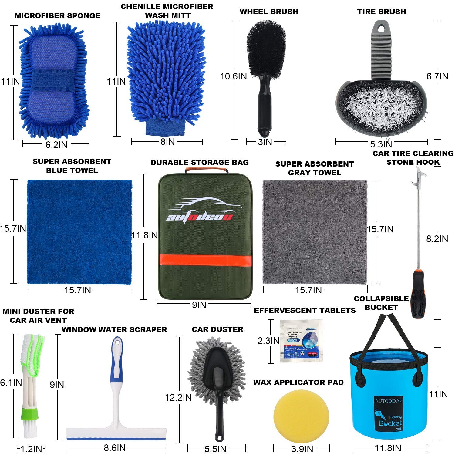 22Pcs Car Wash Detailing Tools Kit – Complete Interior Care Set, Collapsible Buc