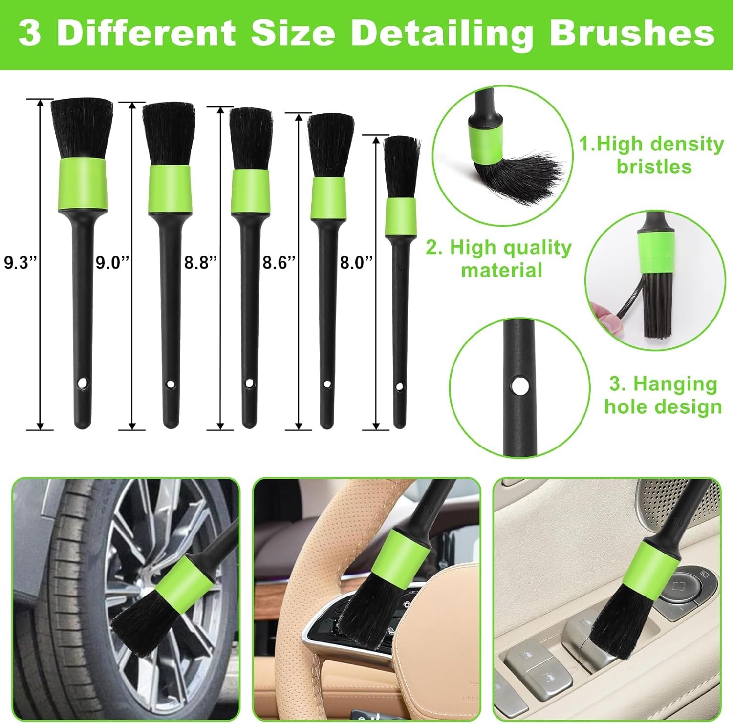 Green Windshield Cleaner Tool, 17Pcs Car Interior Cleaning Kit, Detailing Kit