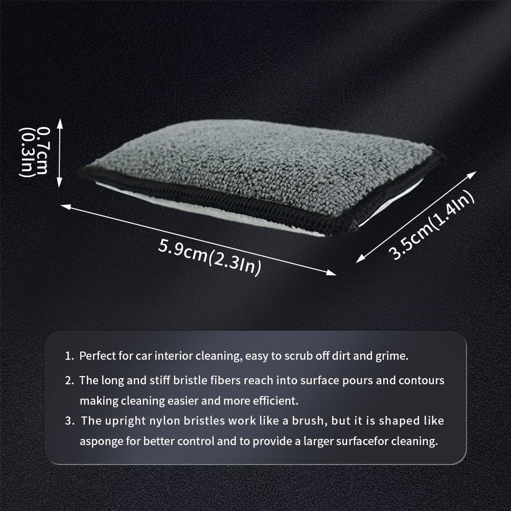ANTSHINY Car Interior Scrubbing Sponge, Microfiber Wax Applicator Gray