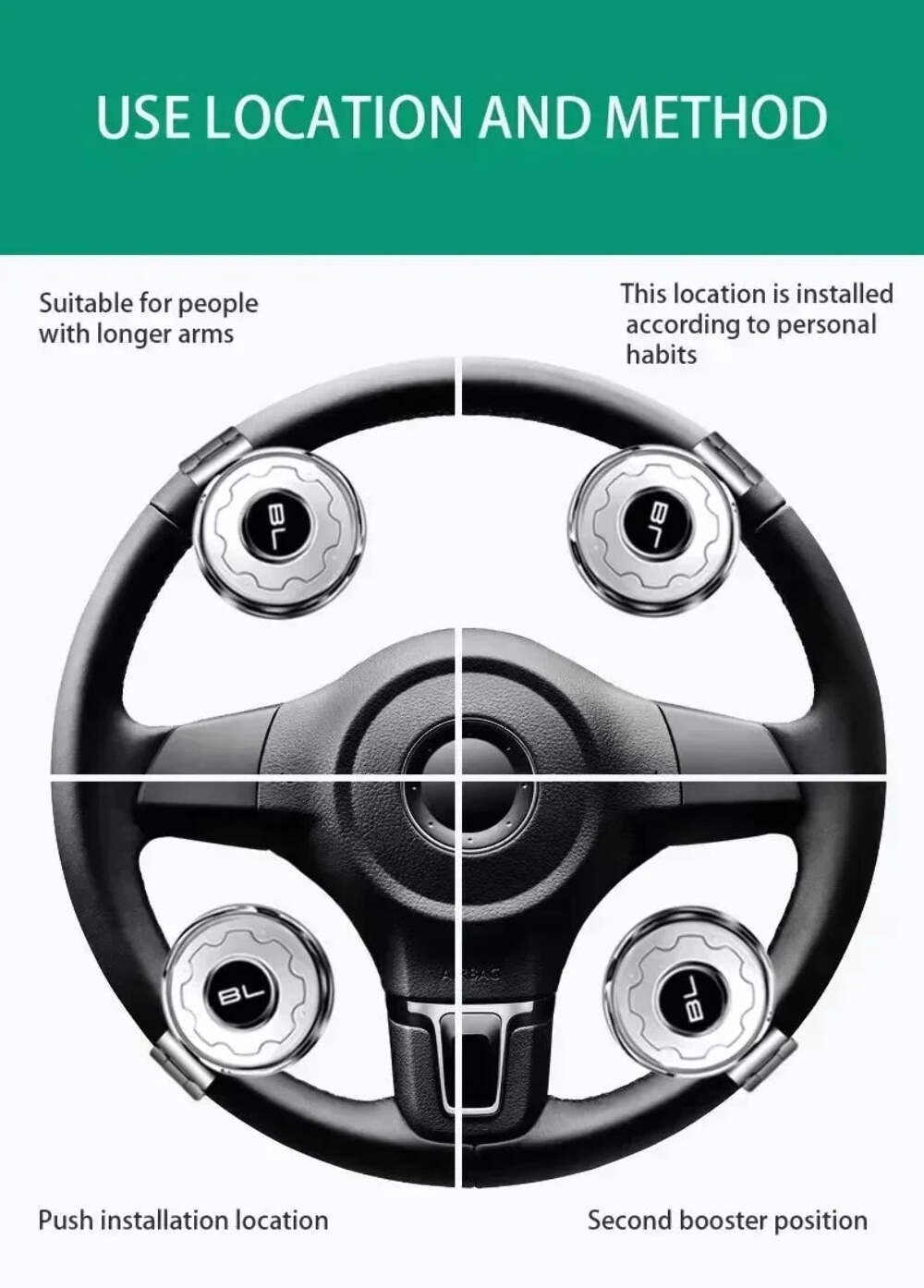 Universal Car Steering Wheel Booster Spinner Knob 360 Degree Rotation Ball
