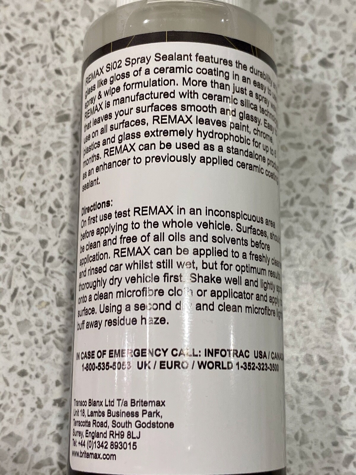 Britemax Remax Si02 ceramic Spray Sealant 118ml 4oz – Great on rubber & plastic