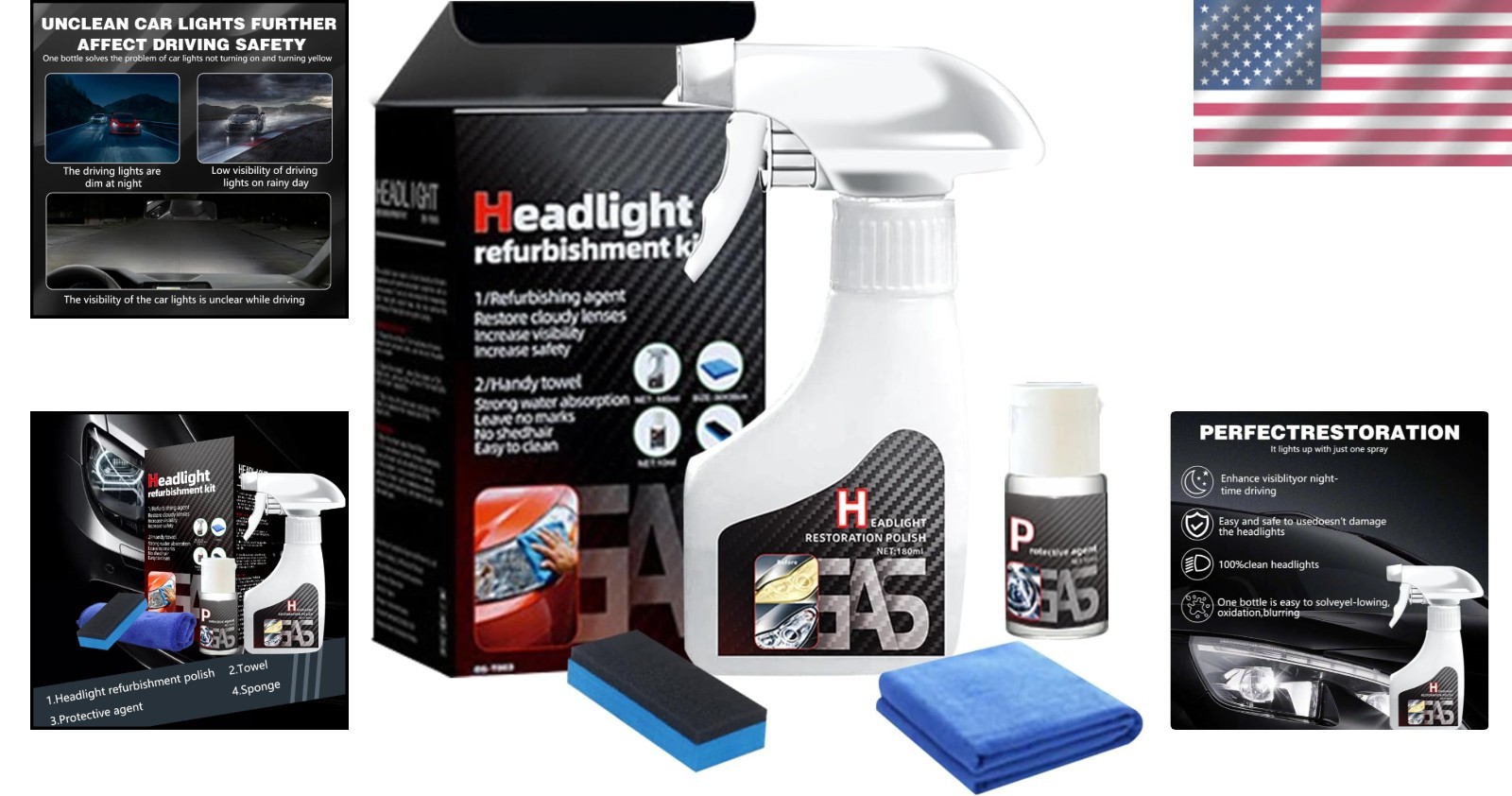 Automotive Headlamp Restoration Fluid Oxidized, Headlight Refurbishment Kit,…