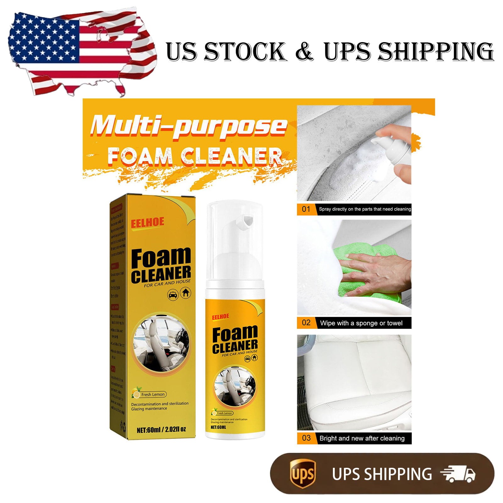 ​​Dense Foam Cleaning Spray Safe On Car Upholstery Plastic And Leather Non Toxic