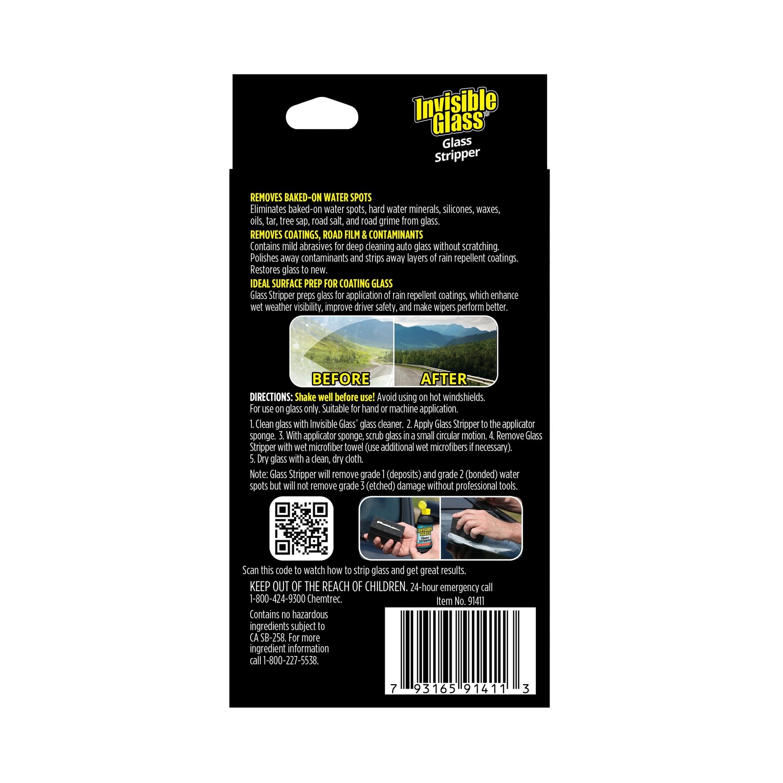 Invisible Glass 91411 Glass Stripper – Hard Water Spot Remover – Str