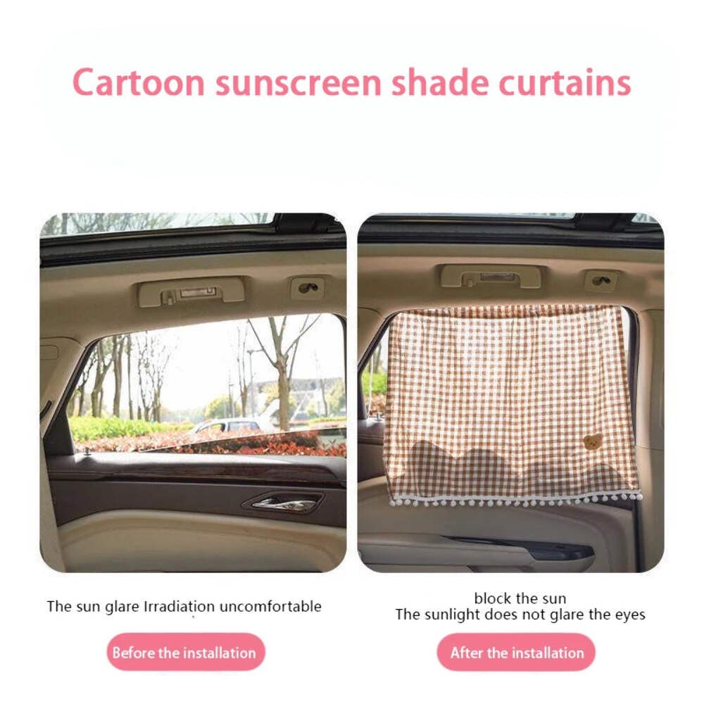 1pc Universal Car Sun Shade Curtains Cute Cartoon Bear Rear Side Window