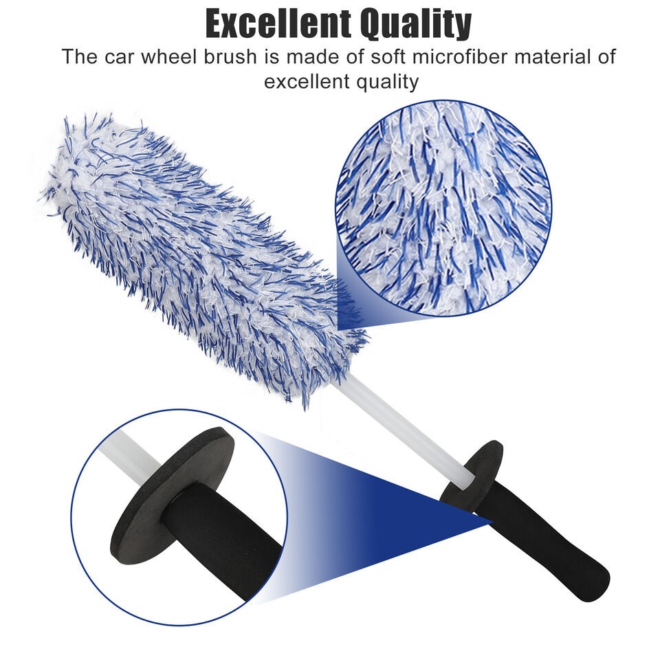 16.5″ Wheel Brush Automotive Alloy Tire Cleaning Tool Seamless Soft Wool Brush