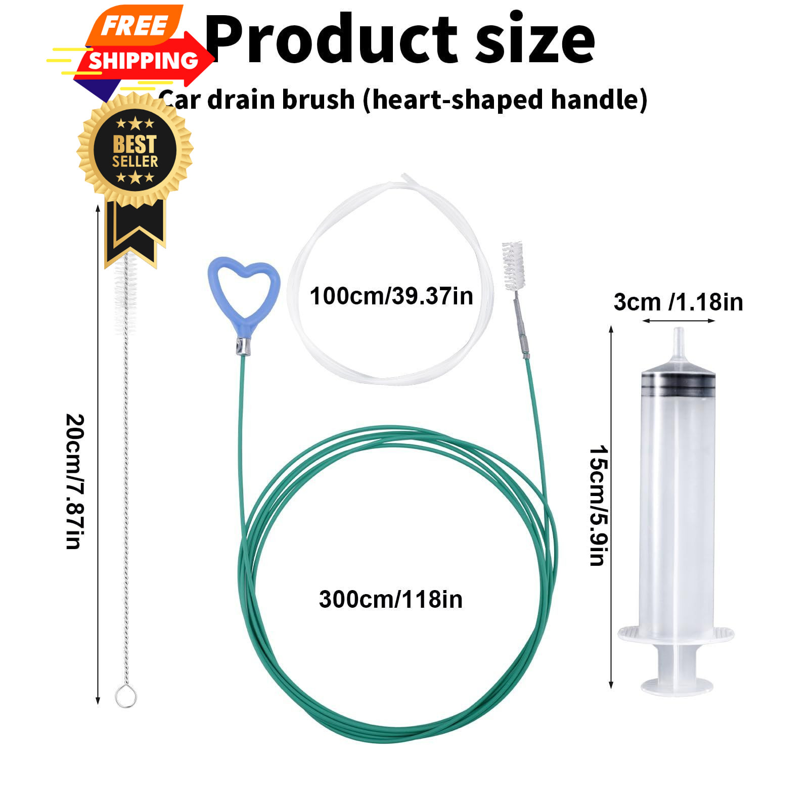 BOXOB 10 Pcs Car Sunroof Drain Cleaning Tool, 2 118in as shown in the picture