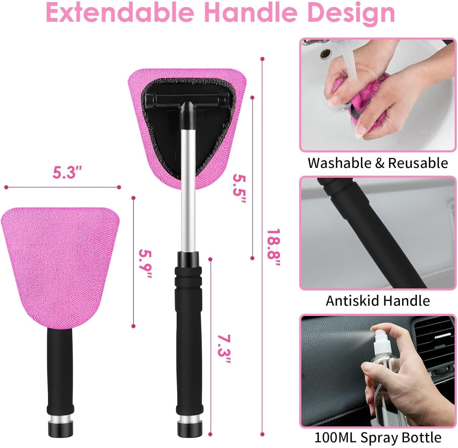 17pcs Car Cleaning Kit, Pink Car Interior Detailing Kit with High Power Handh…