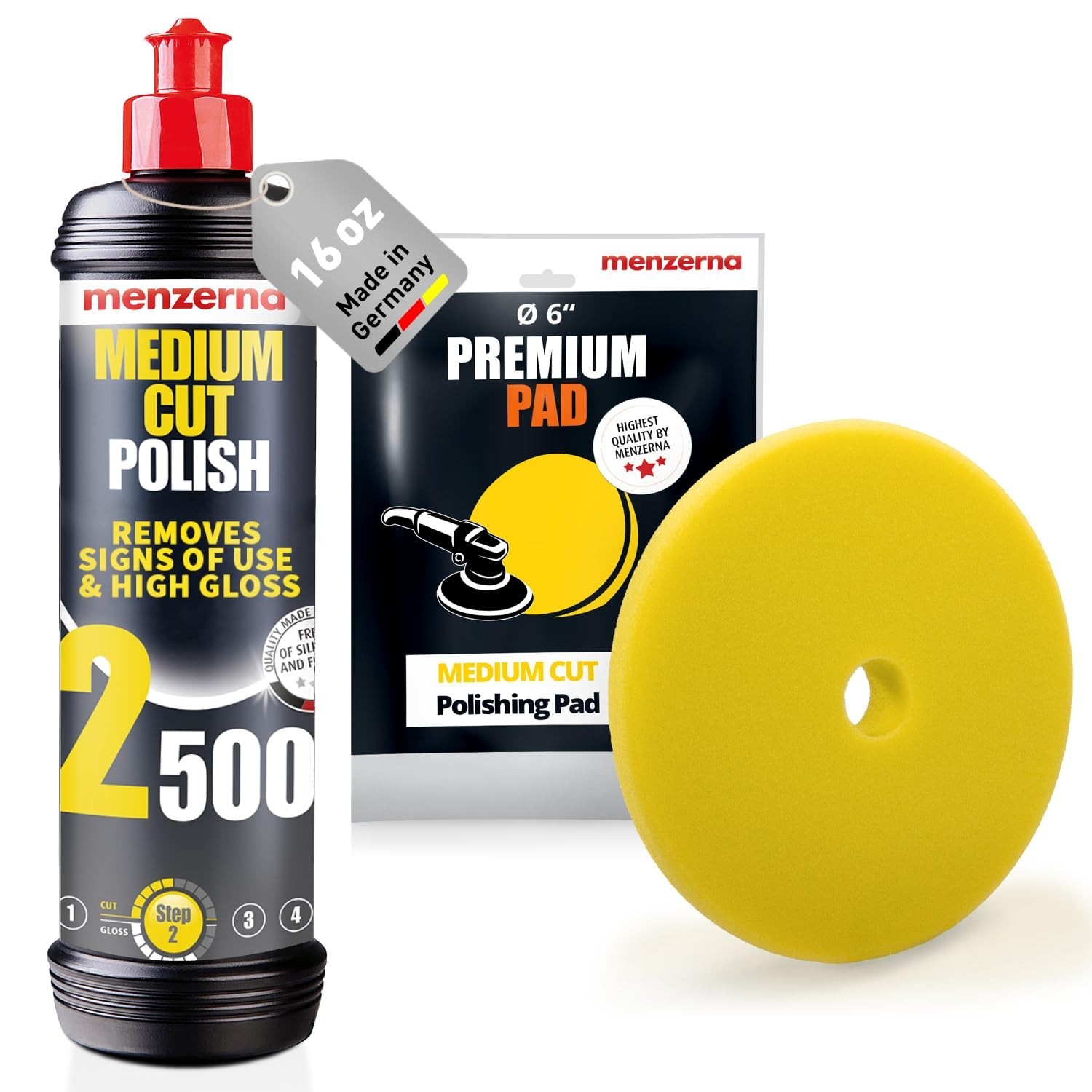 Car Polishing Kit – Scratch Remover Set with Medium Cut Polish & 6″ Pad – All Ve