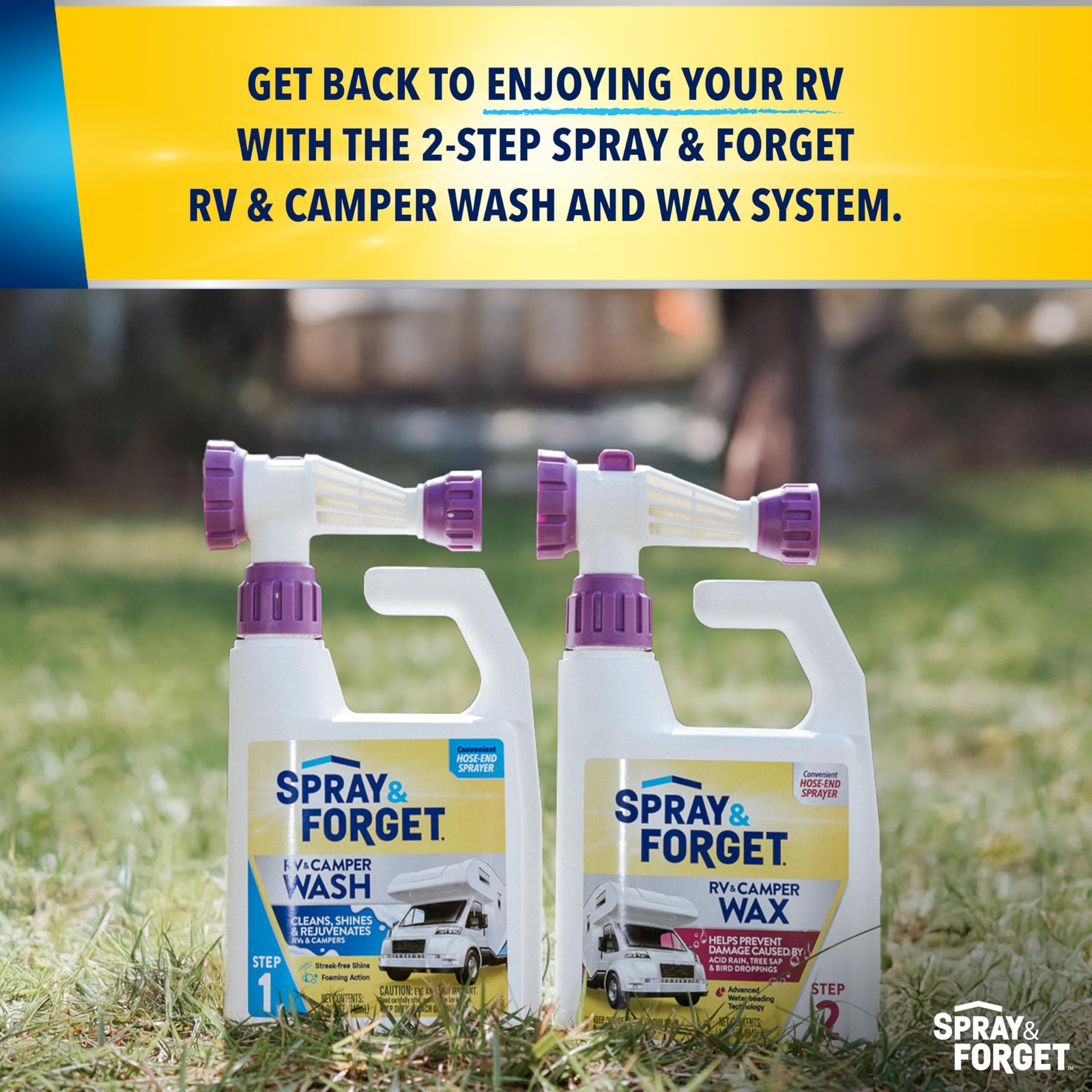 Spray & Forget RV & Camper Wash and Wax Combo, Includes 32 Fl Oz (Pack of 2)