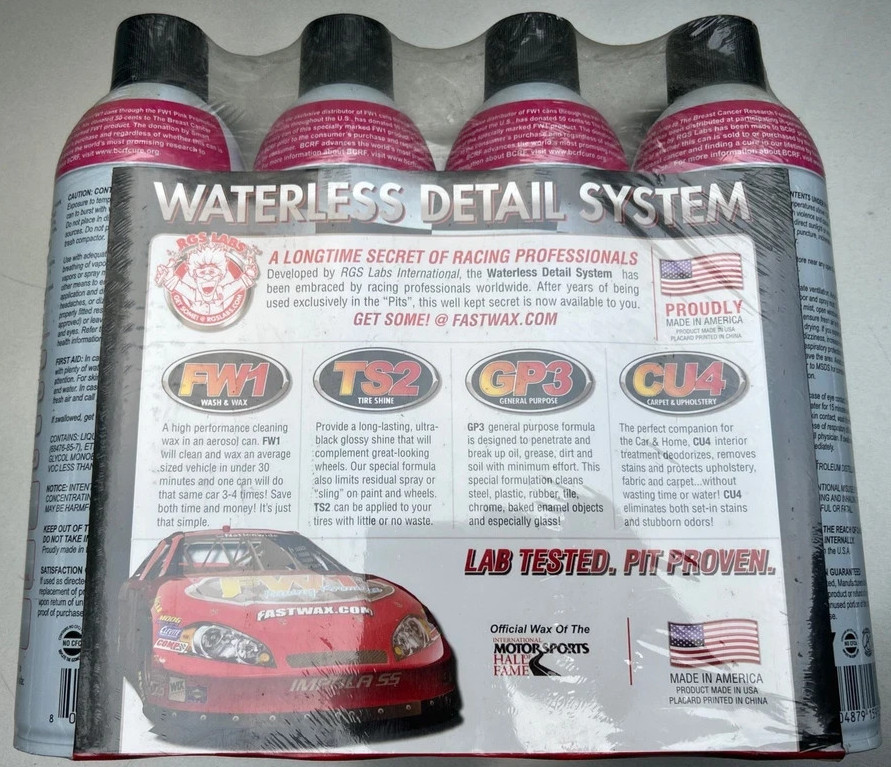 RGS LABS Waterless Detail System 4 Pack FW1, TS2, GP3, CU4 Wax & Cleaners 17.5oz