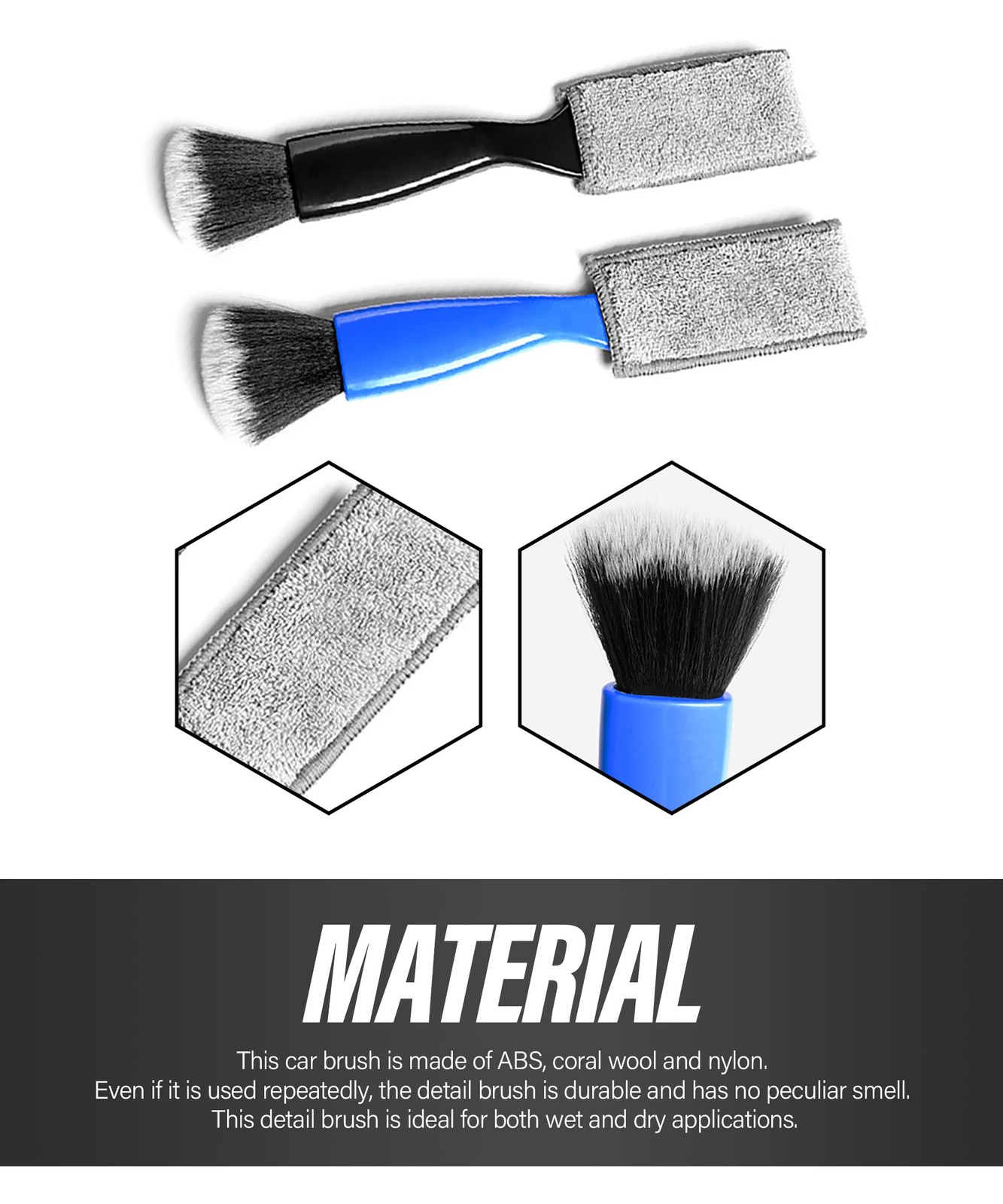 Reswish Universal 2 in 1 Duster for Car Clean,Car Bursh Tool,Double Head Blue