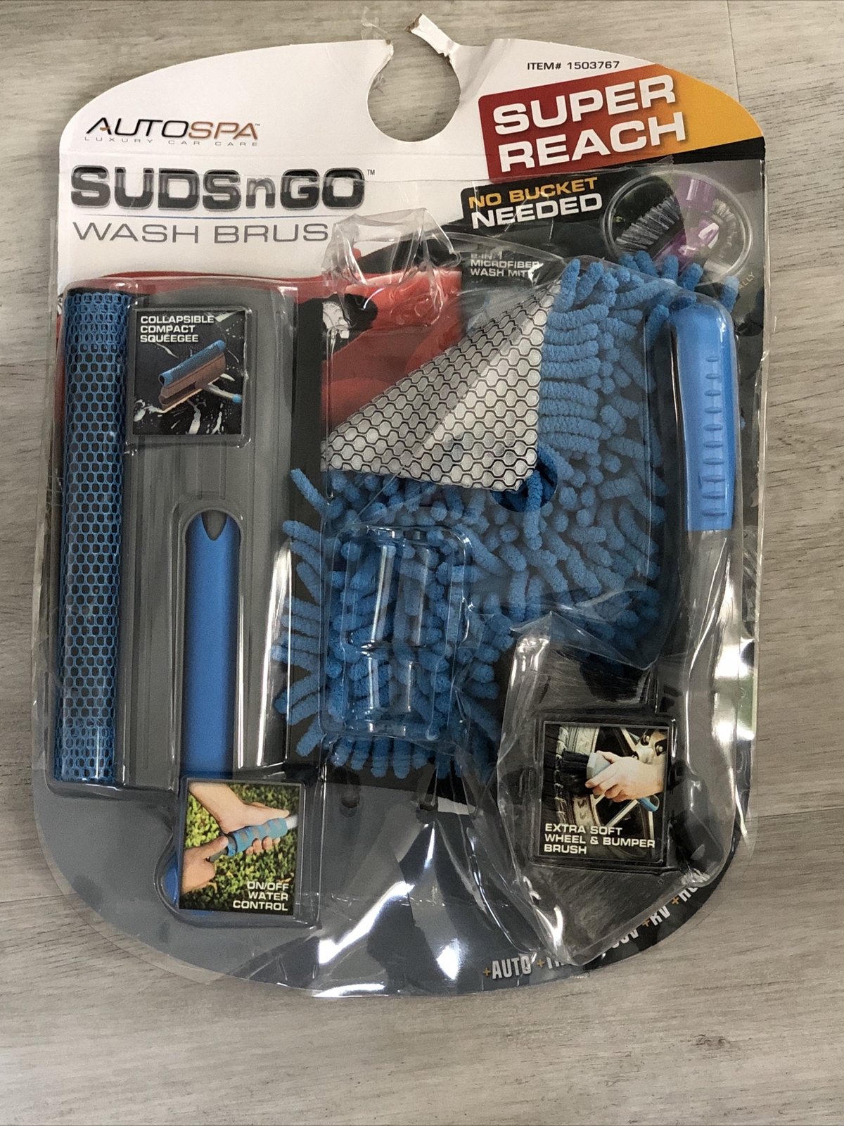 NOB 3 pc AutoSpa Car Washing Kit – Soft Brush, Wash Mitt, & Squeegee ONLY