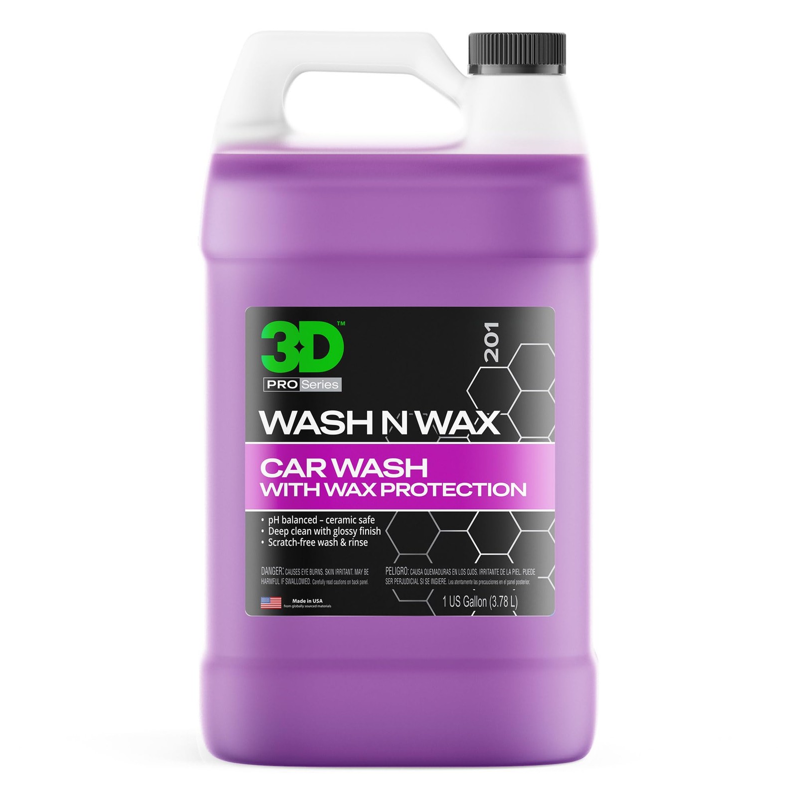 3D Wash N Wax Car Soap – pH Balanced, Easy Rinse, 128 Ounce (Pack of 1)