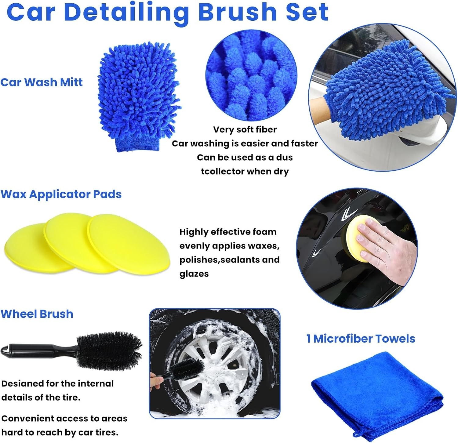 Complete 15 Pcs Auto Detailing Brush Set – Gentle, Effective Car Cleaning Tools