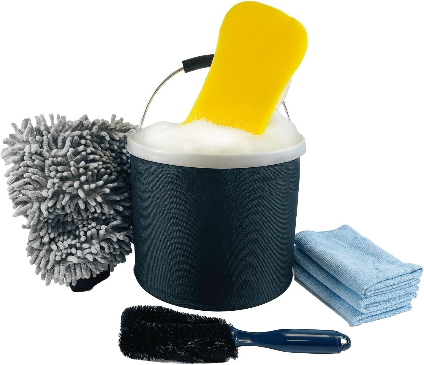 Professional 7 Piece Car Cleaning Washing Valeting Kit – Collapsible Bucket