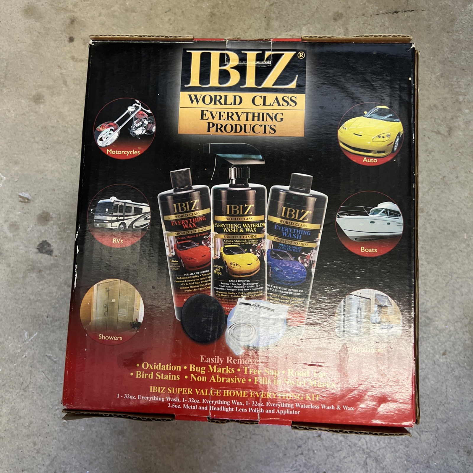 IBIZ World Class Everything Products Car Wash Sealed & Wax Polish 90% Kit New