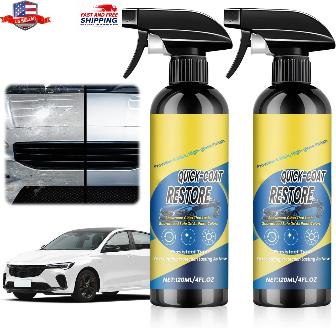2Pcs Nano Quick Coat Restore Coating Spray,2026 New Advanced Automobile Quick-Ac