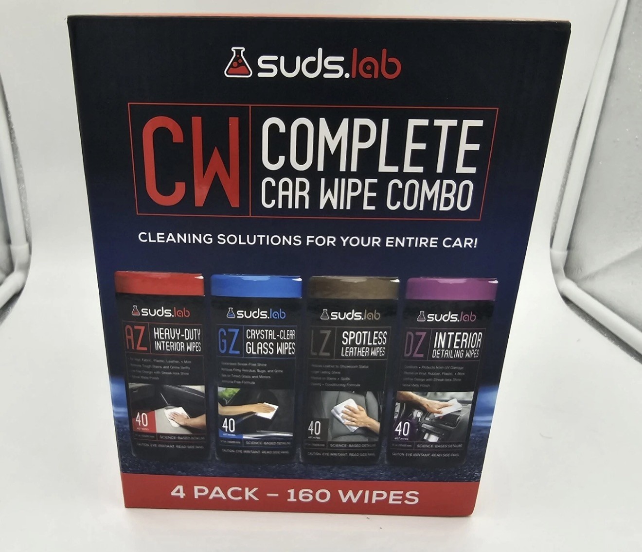Suds Lab CW Complete Car Wipes Combo Kit – 4 Pack of 160 Wipes, New!
