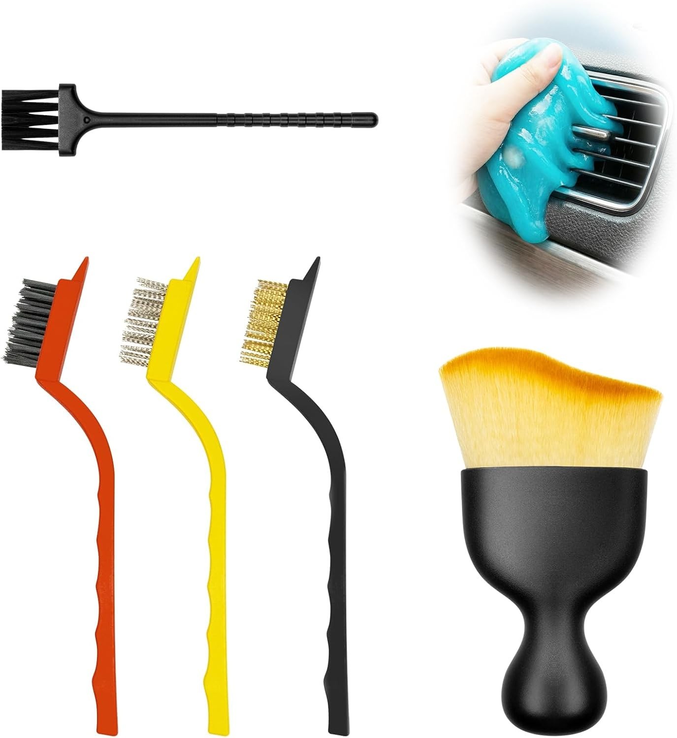Car Interior Detailing Brush Cleaning Kit, Soft Bristle Dusting Brush, Wire B…
