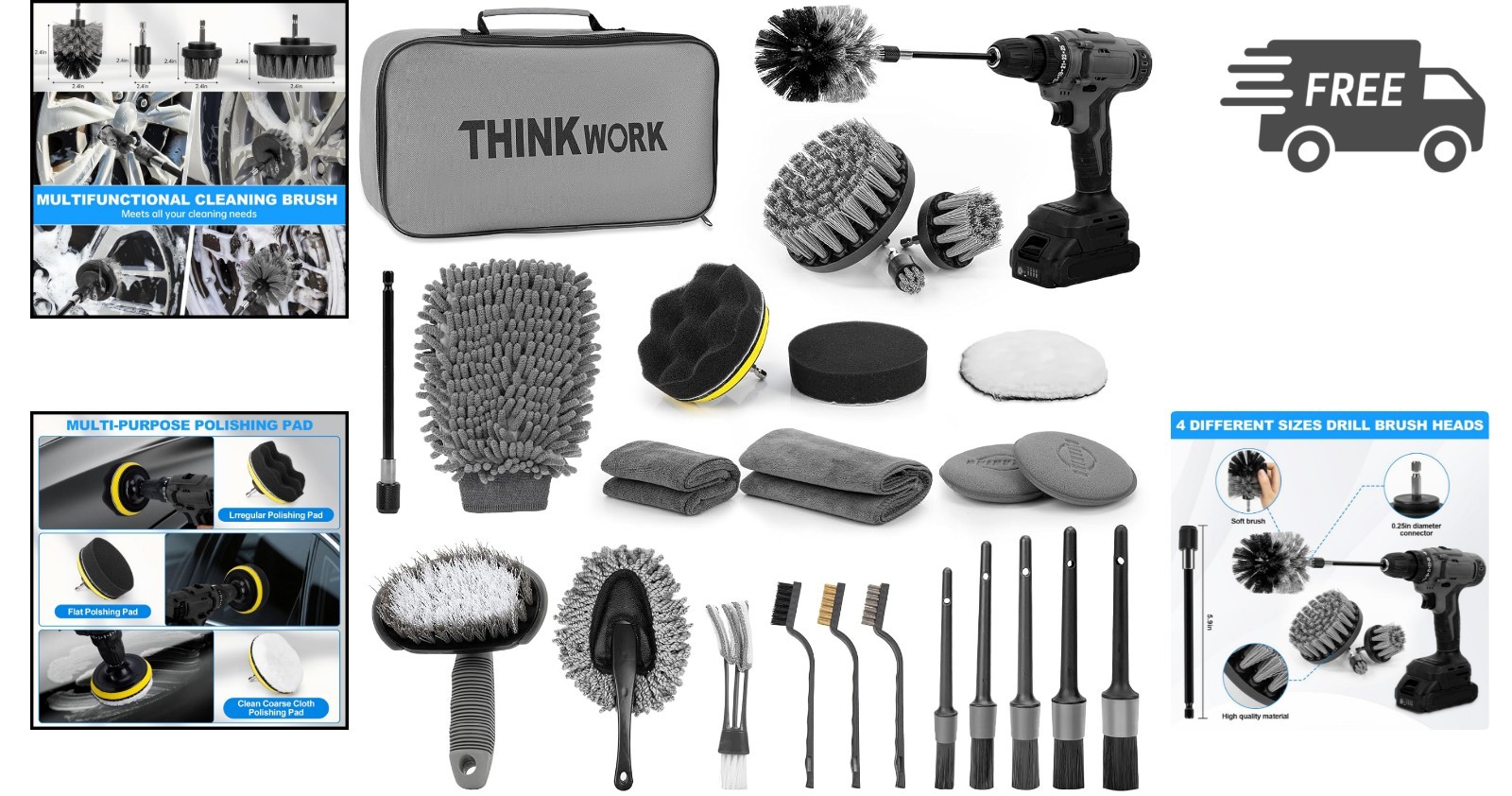 Car Detailing Kit Car Cleaning Brush Set Auto Interior Exterior Tools