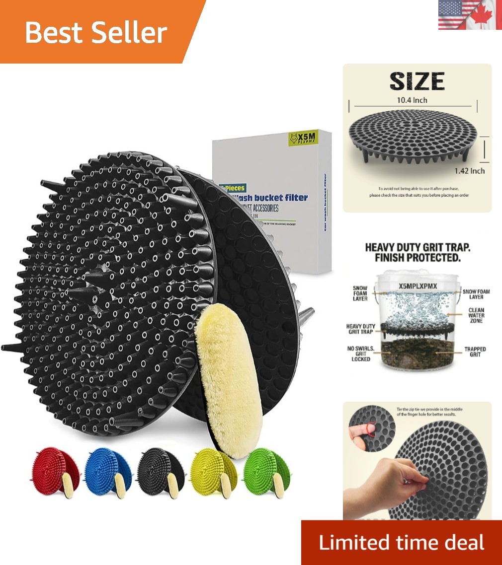 10.4″ Heavy Duty Grit Trap 2-Pack & Synthetic Wool Mitt Kit for Car Wash