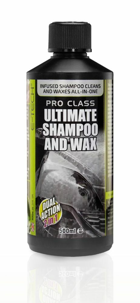 E-Tech Pro Class Dual Action 2 in 1 Ultimate Streak Free Car Shampoo & Wax 500ml