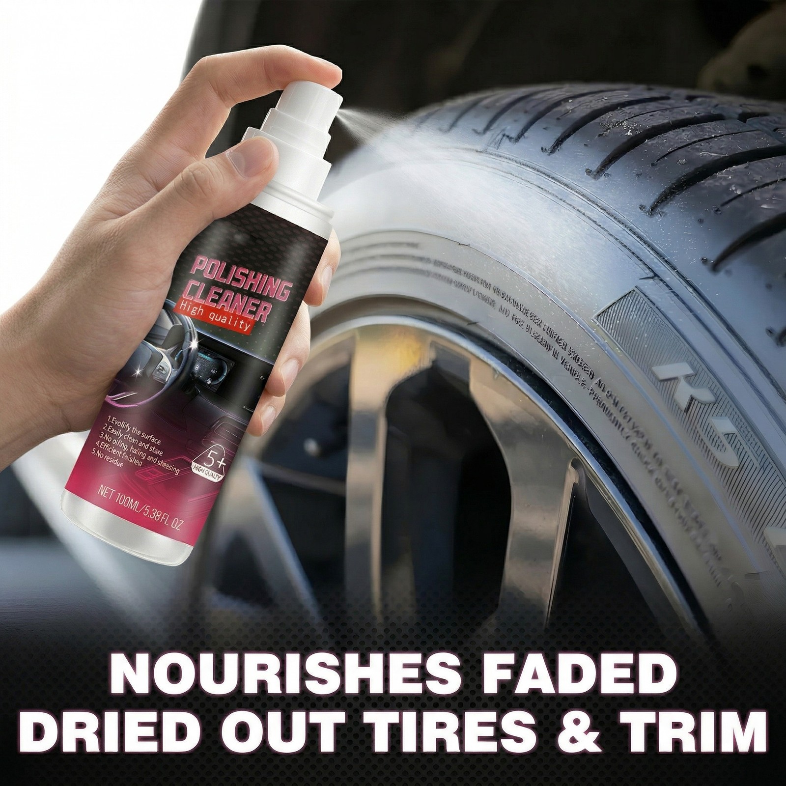 100ML Polishing Cleaner Car Interior,Vehicle Interior Polish for Rubber, Leather