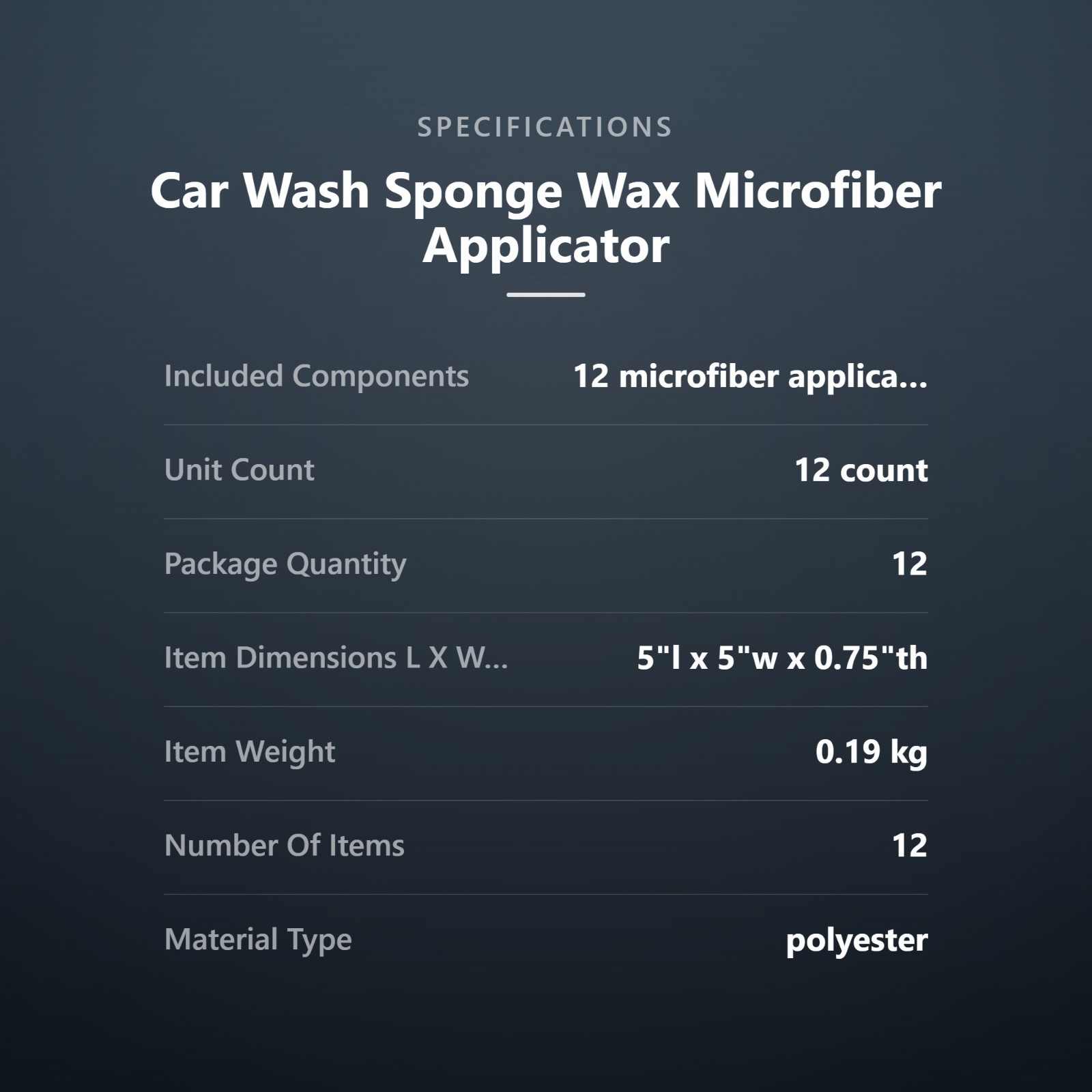 Car Wash Sponge Wax Microfiber Applicator Pads, 12-Pack