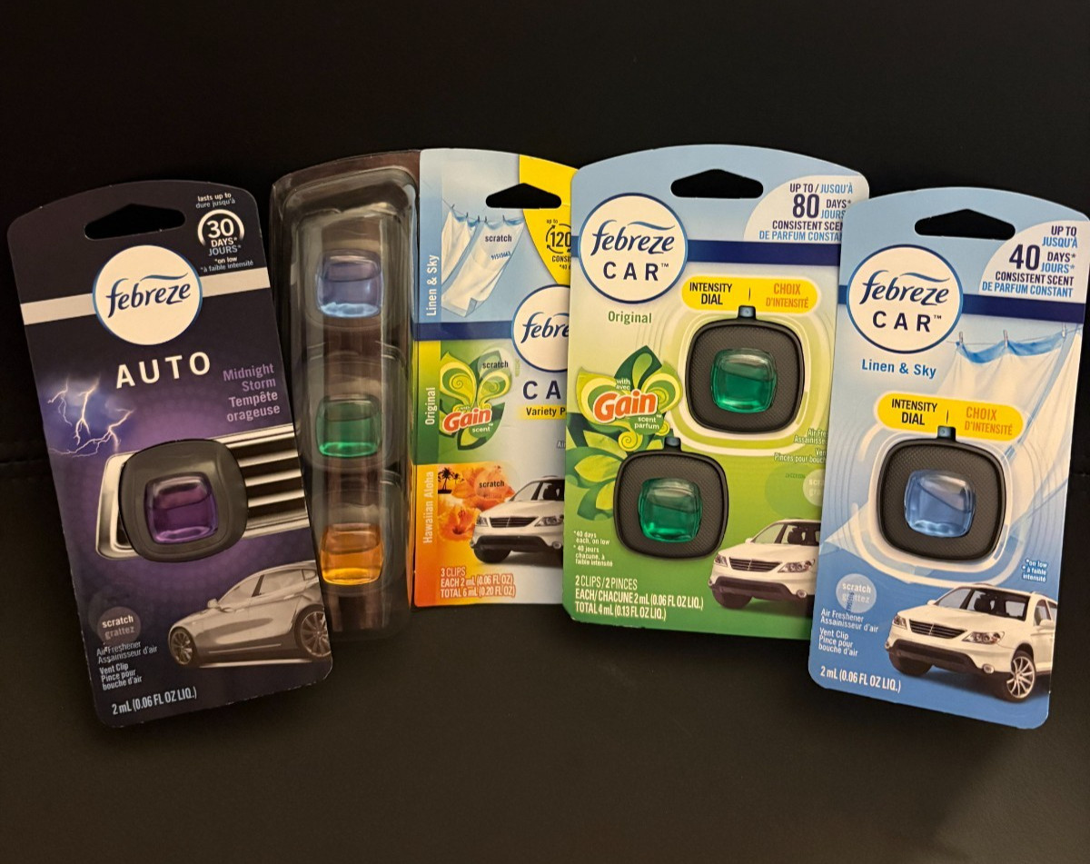 *New Febreze Auto Vent Clip Fresheners-1-3 ct pack options, Various Scents