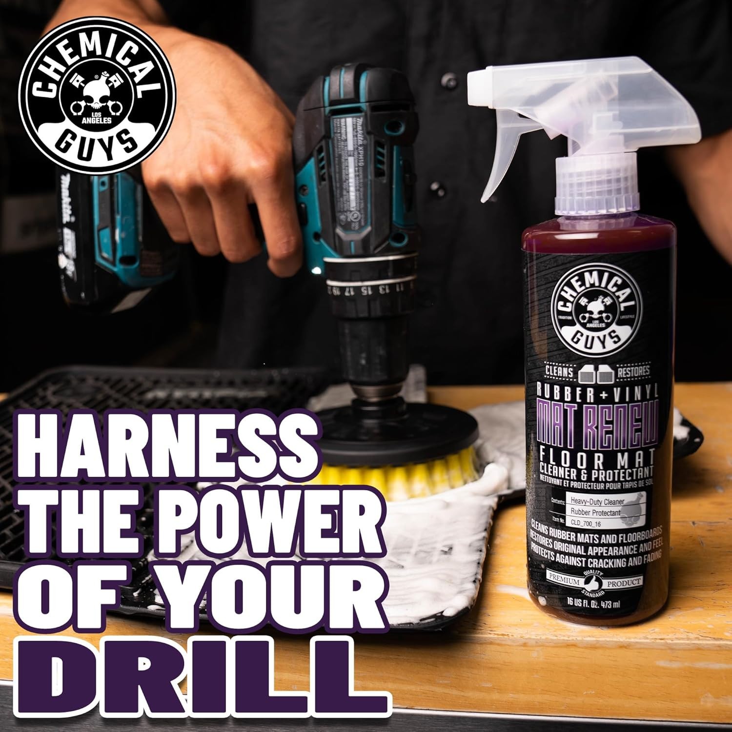 Chemical Guys Floor Mat Cleaning Kit HOL70016 Drill Brush Towels