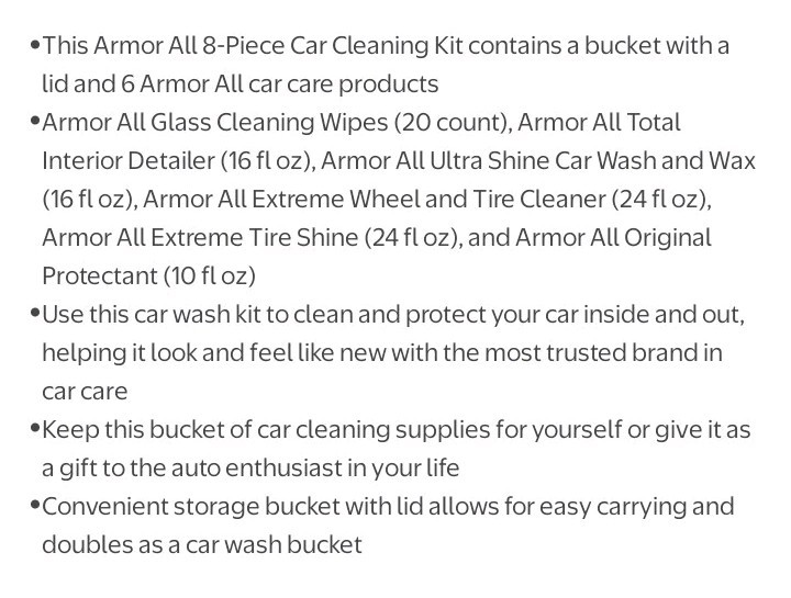 Armor All Car Cleaning Kit for Car Detailing, 8-Piece Set​ ~New in Bucket