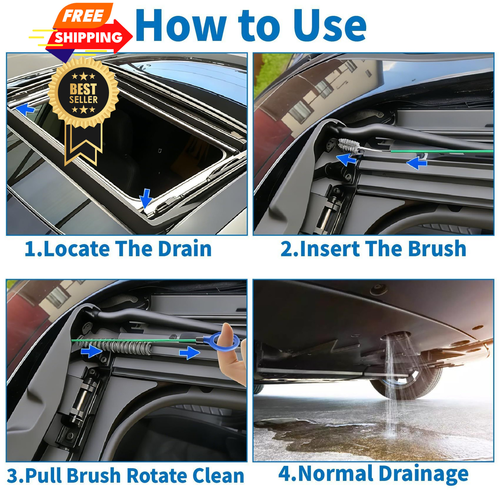 CllyCnny Auto Sunroof Drain Cleaning Tool, 118 Inch Long Flexible Tube…