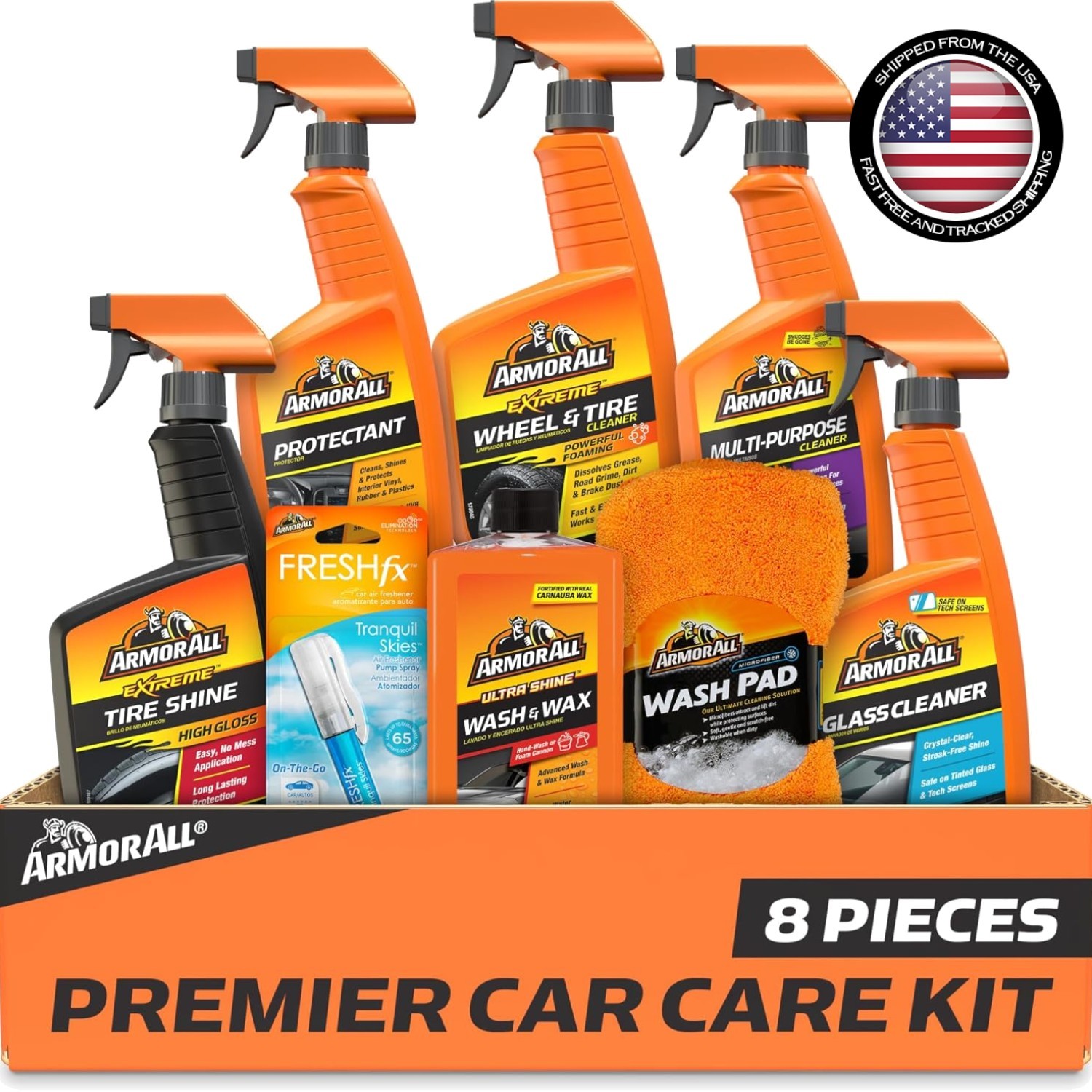All-In-One Car Care Set: Glass Cleaner, Tire Cleaner & Air Freshener