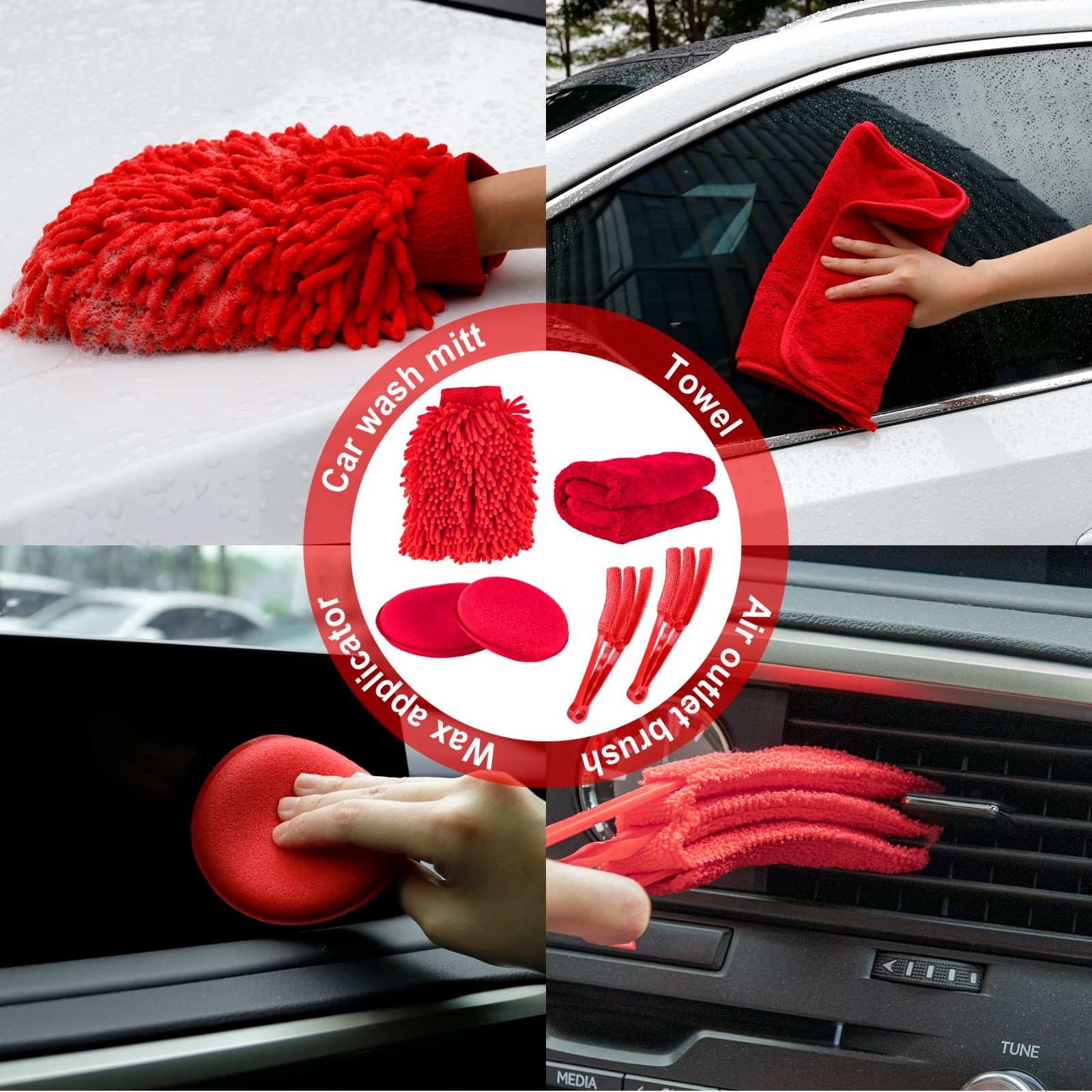18 PCS Car Cleaning Tools Kit – Detailing Brushes, Driller Attachment, Wash Kit,