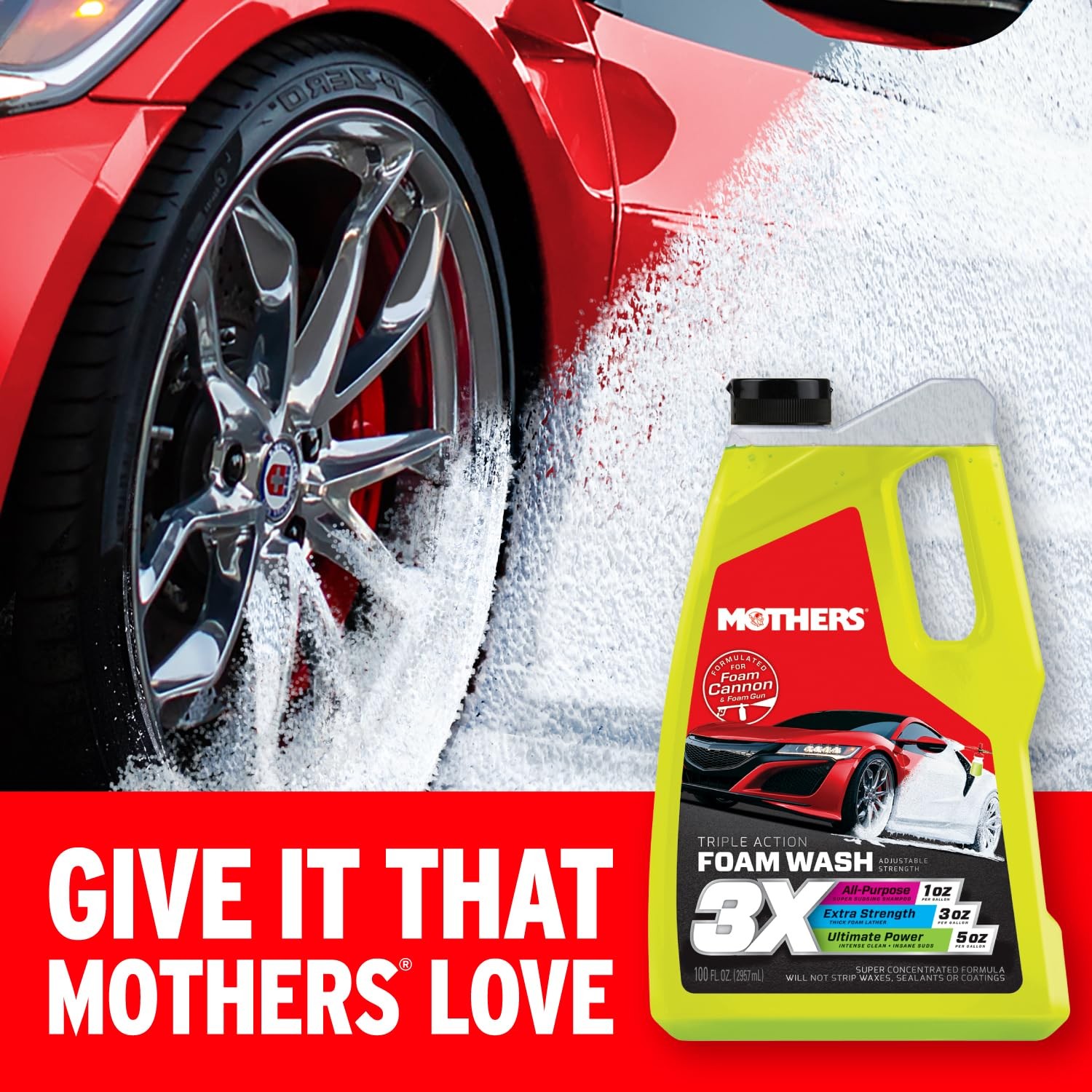 Mothers Triple Action Foam Wash, 100 oz. — pH Balanced, Eco-Friendly, Super-Suds
