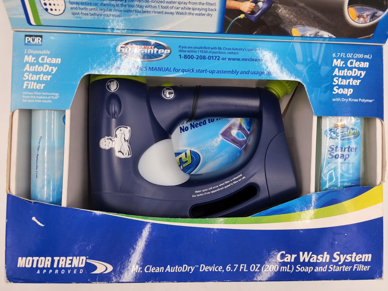 New Mr. Clean Auto Dry Carwash Device Soap & Starter Filter Car Wash System