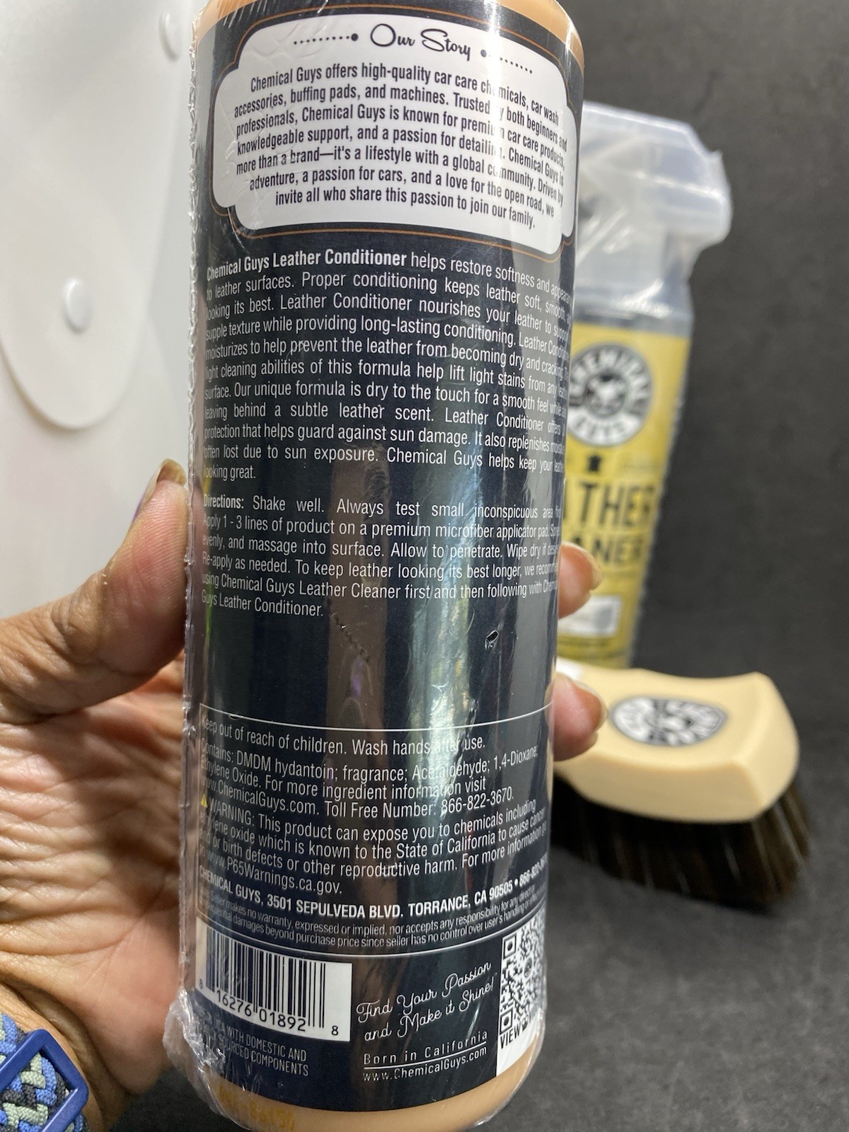 Chemical Guys Leather Care Kit Cleaner Conditioner Brush 16oz Car Auto New