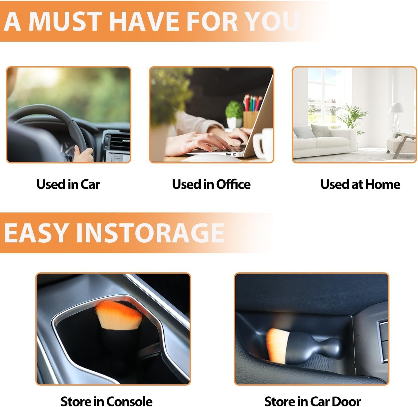 Car Interior Detailing Brush Cleaning Kit, Soft Bristle Dusting Brush, Wire B…