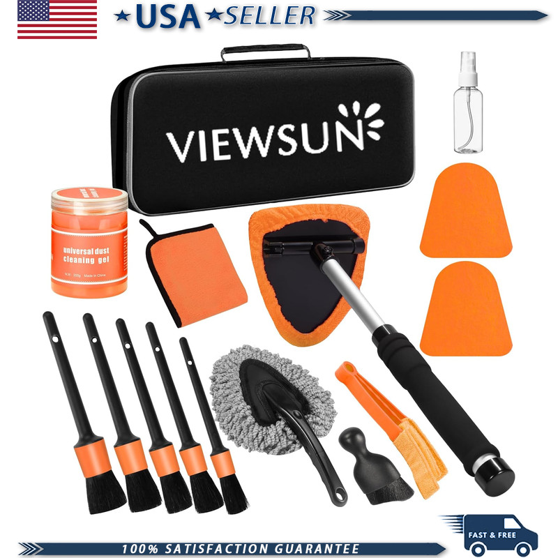 15Pcs Car Interior Cleaning Kit Detailing Brush and Cleaning Gel Trucks, SUVs