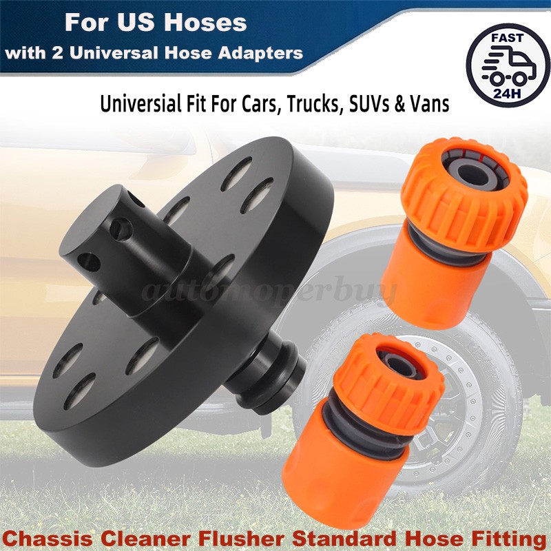 Aluminum Chassis Cleaner Flusher Hose Fitting w/ 2 Adapters For Standard US Hose