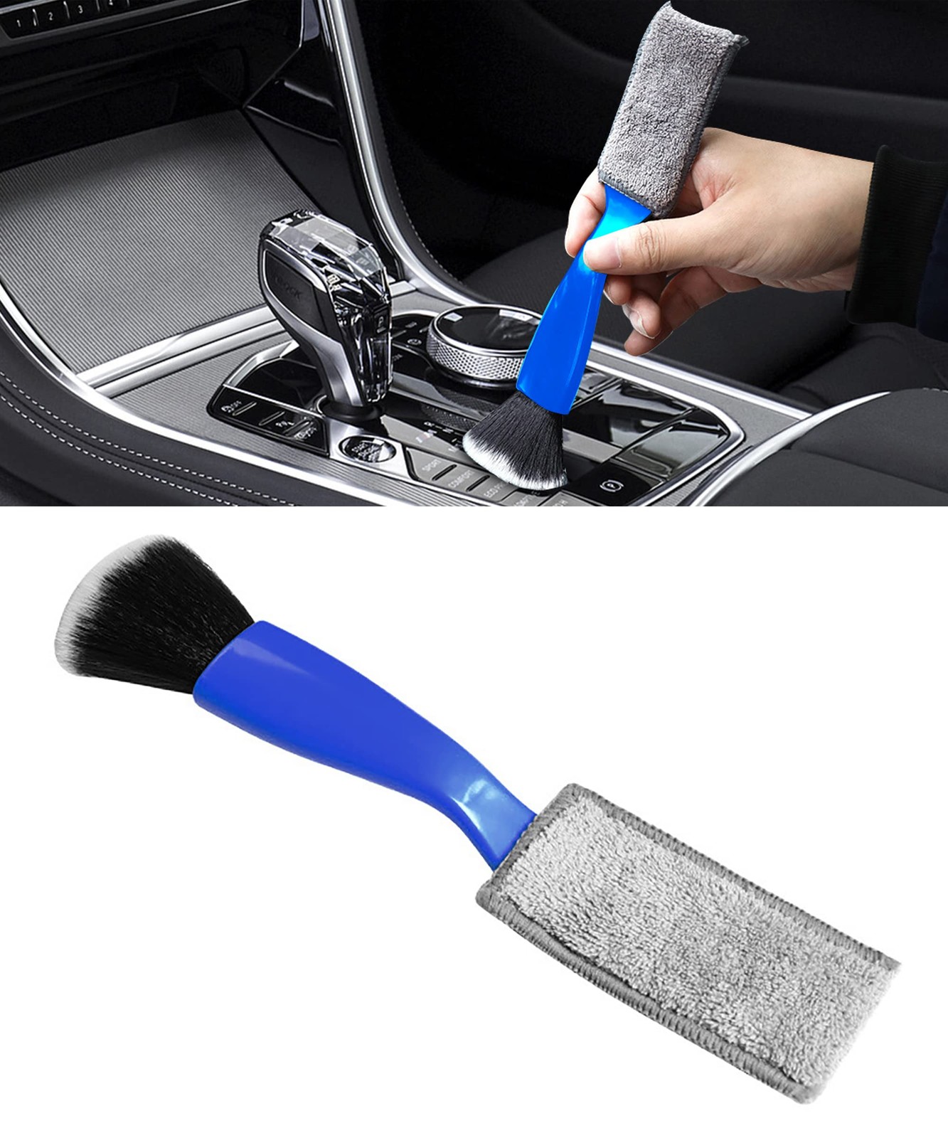 Reswish Universal 2 in 1 Duster for Car Clean,Car Bursh Tool,Double Head Blue