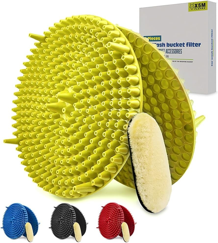 2 Pack 4-5 Gallon Car Wash Bucket Grit Trap Insert,Detailing Kit Yellow